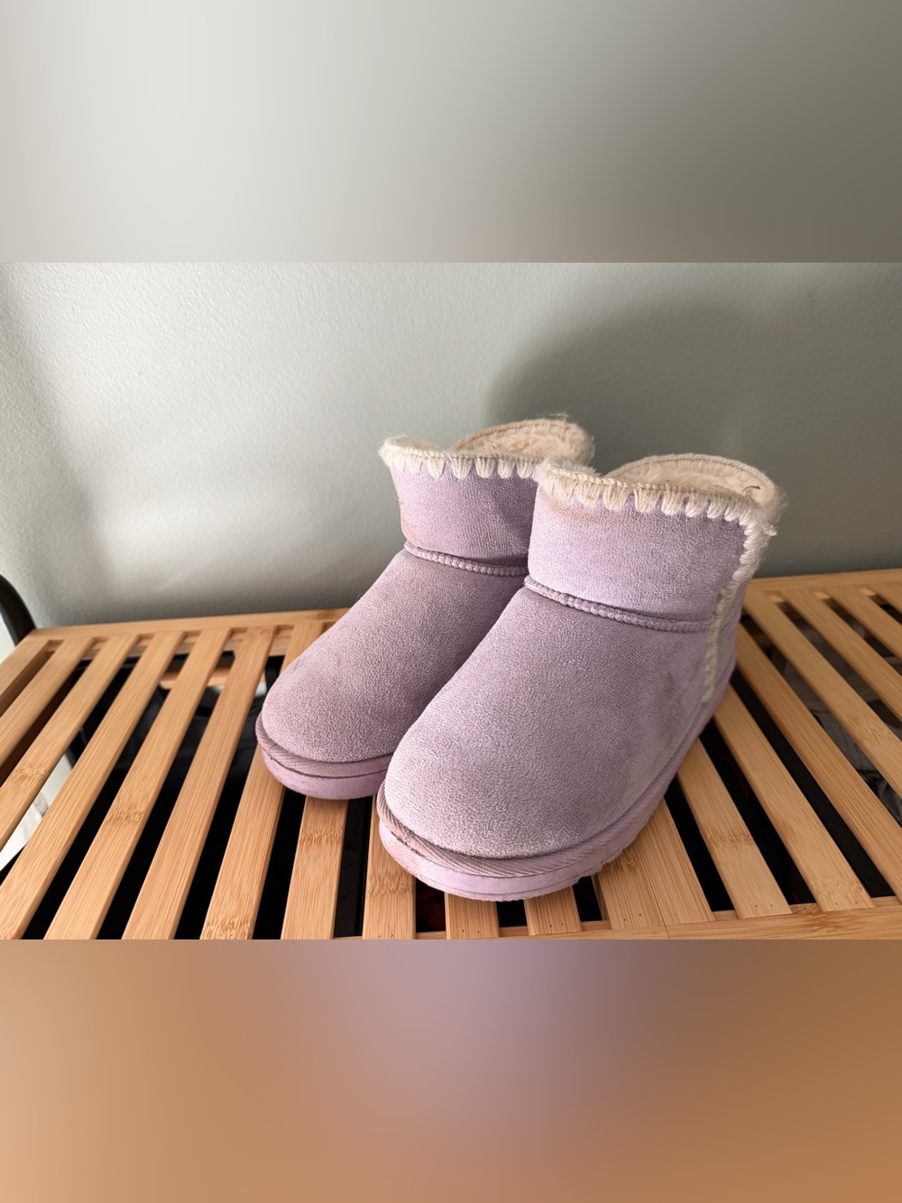 Kids Cozy Lavender Faux-Shearling Boots